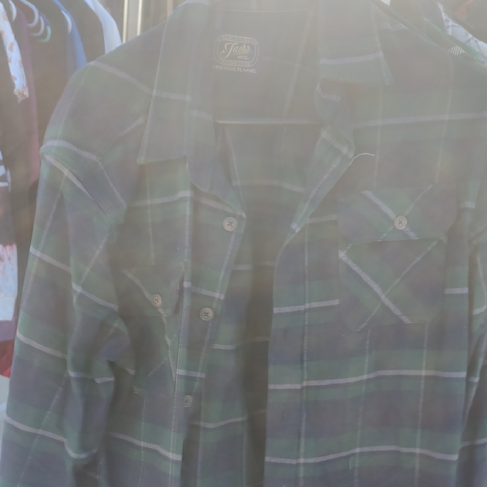 Jachs Men's Blue and Green Plaid Button Down Shirt